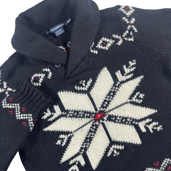 Ralph Lauren Sport Sweaters - Ralph Lauren Sport Nordic Shawl Collar Sweater Women XL Black Wool Blend Vintage